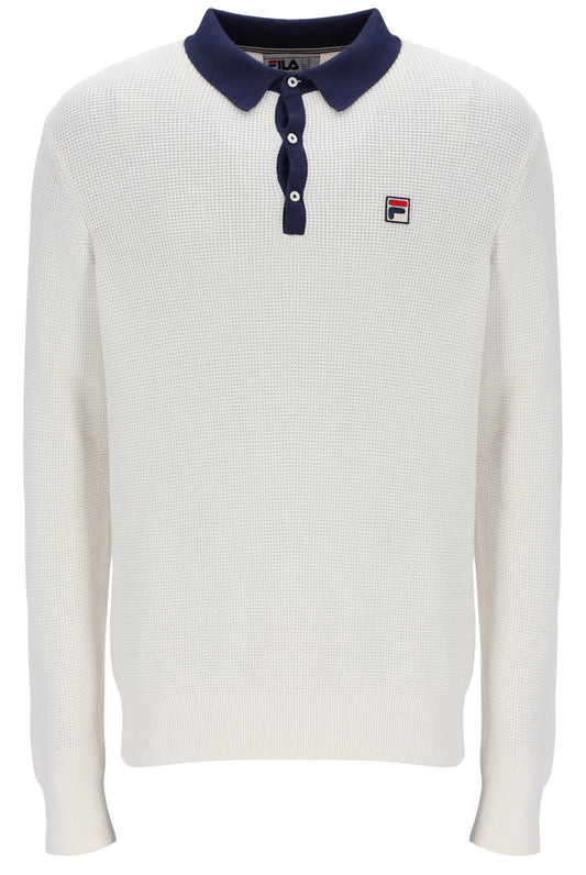 Fila Nowell Waffle Knit Long Sleeve Polo – Gardenia