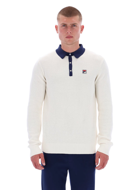 Fila Nowell Waffle Knit Long Sleeve Polo – Gardenia