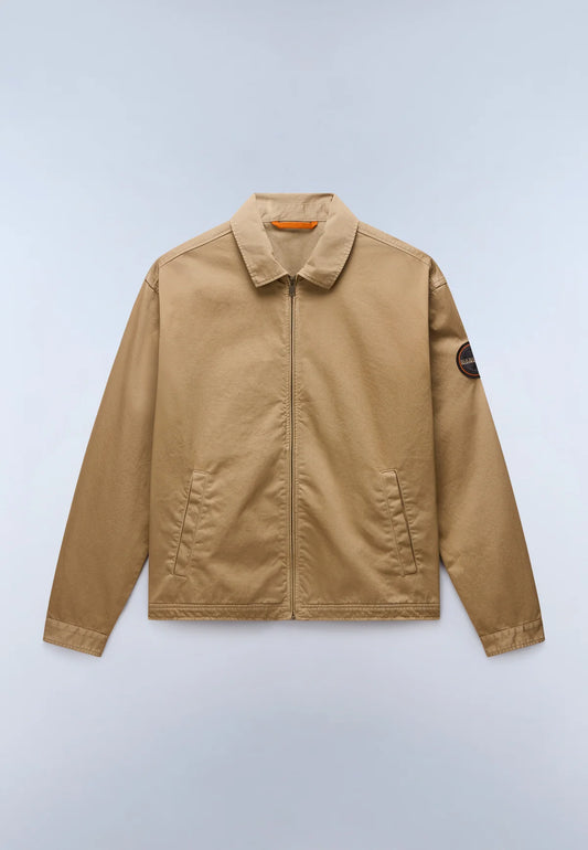 Beige jacket on a light blue background