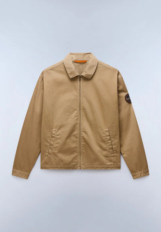 Beige jacket on a light blue background