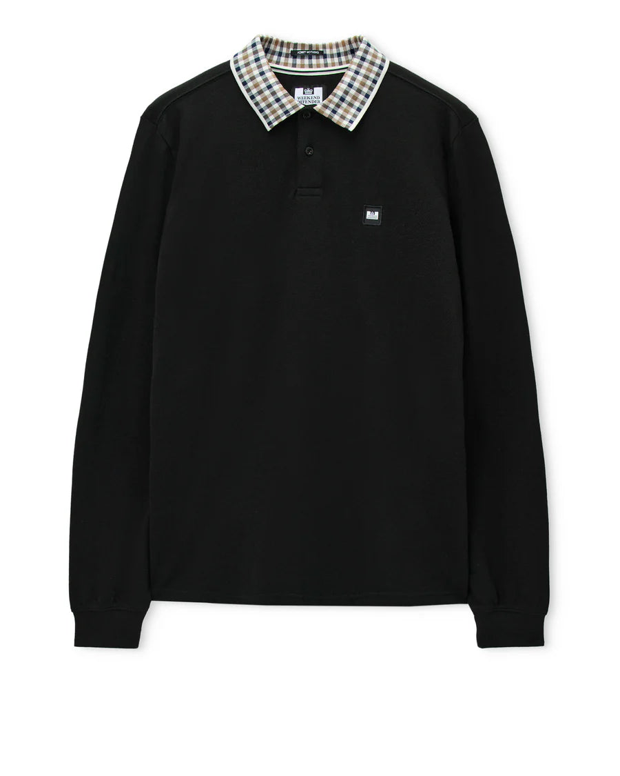 Weekend Offender Lindley Long Sleeve Polo Black