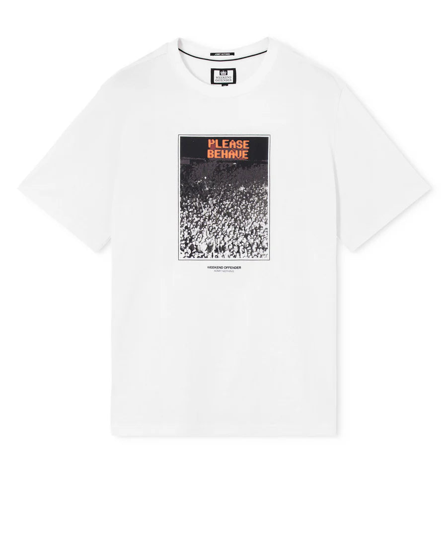 Weekend Offender Behave Graphic T-Shirt – White