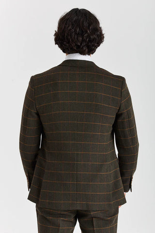 Paul Andrew Harris Green Herringbone Tweed Check Two Piece Suit