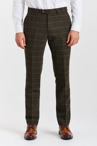 Paul Andrew Harris Green Herringbone Tweed Check Two Piece Suit