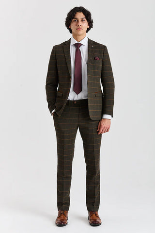Paul Andrew Harris Green Herringbone Tweed Check Two Piece Suit