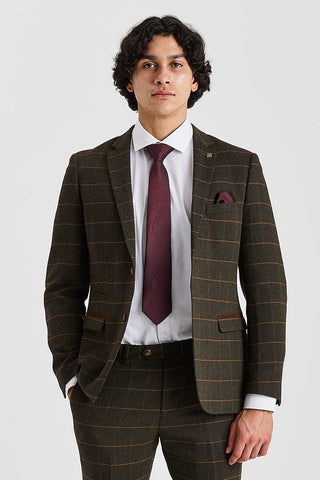 Paul Andrew Harris Green Herringbone Tweed Check Two Piece Suit