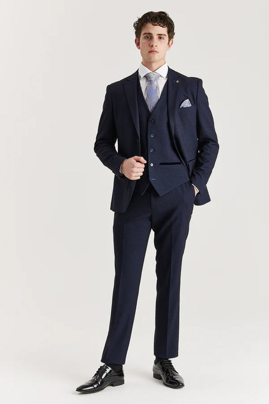 Paul Andrew Regent Navy Check Three Piece Suit