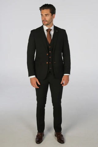 Paul Andrew Mayfair - Black Textured Three Piece Suit