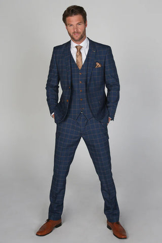 Paul Andrew Hamleys - Men's Navy Check Three Piece Suit