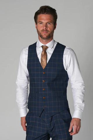 Paul Andrew Hamleys - Men's Navy Check Three Piece Suit