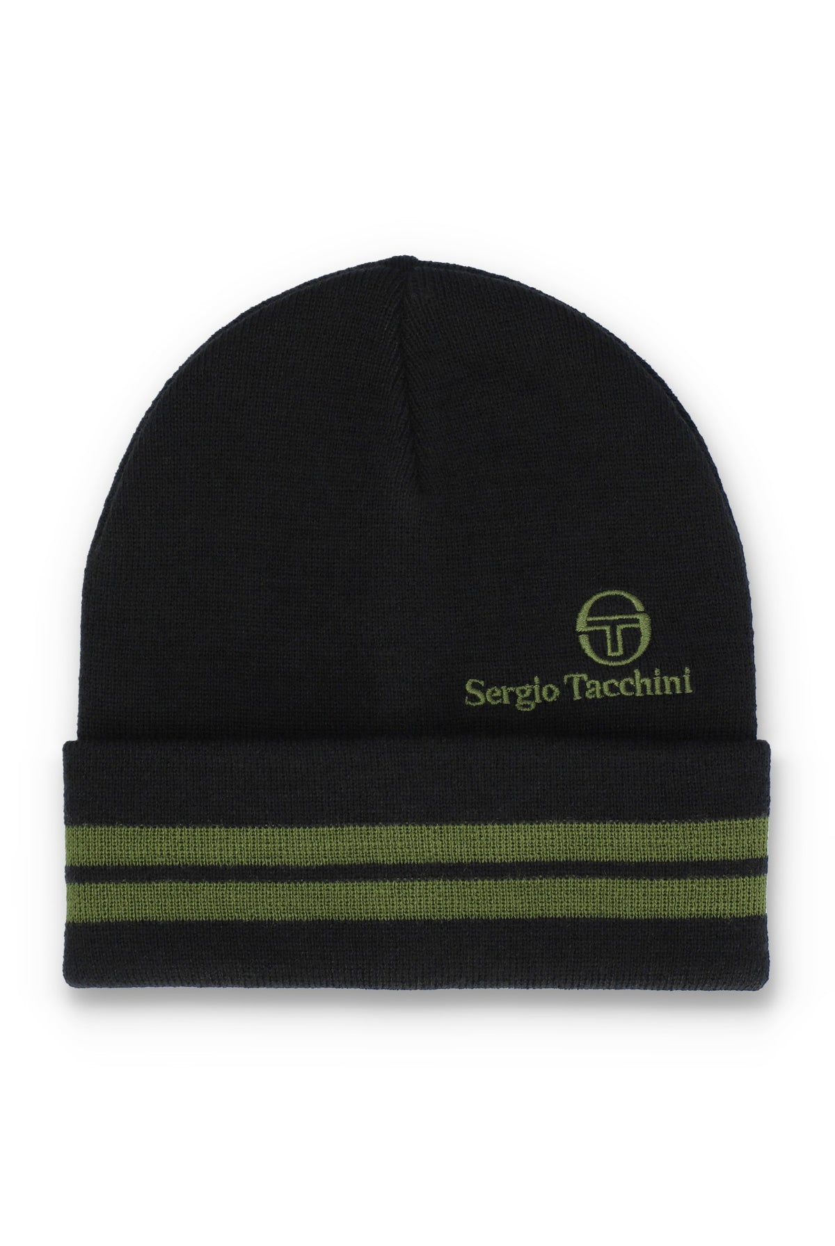 Sergio Tacchini Surgis Jacquard Striped Beanie – Black / Avocado