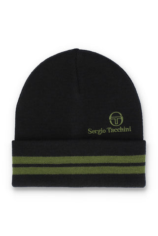 Sergio Tacchini Surgis Jacquard Striped Beanie – Black / Avocado