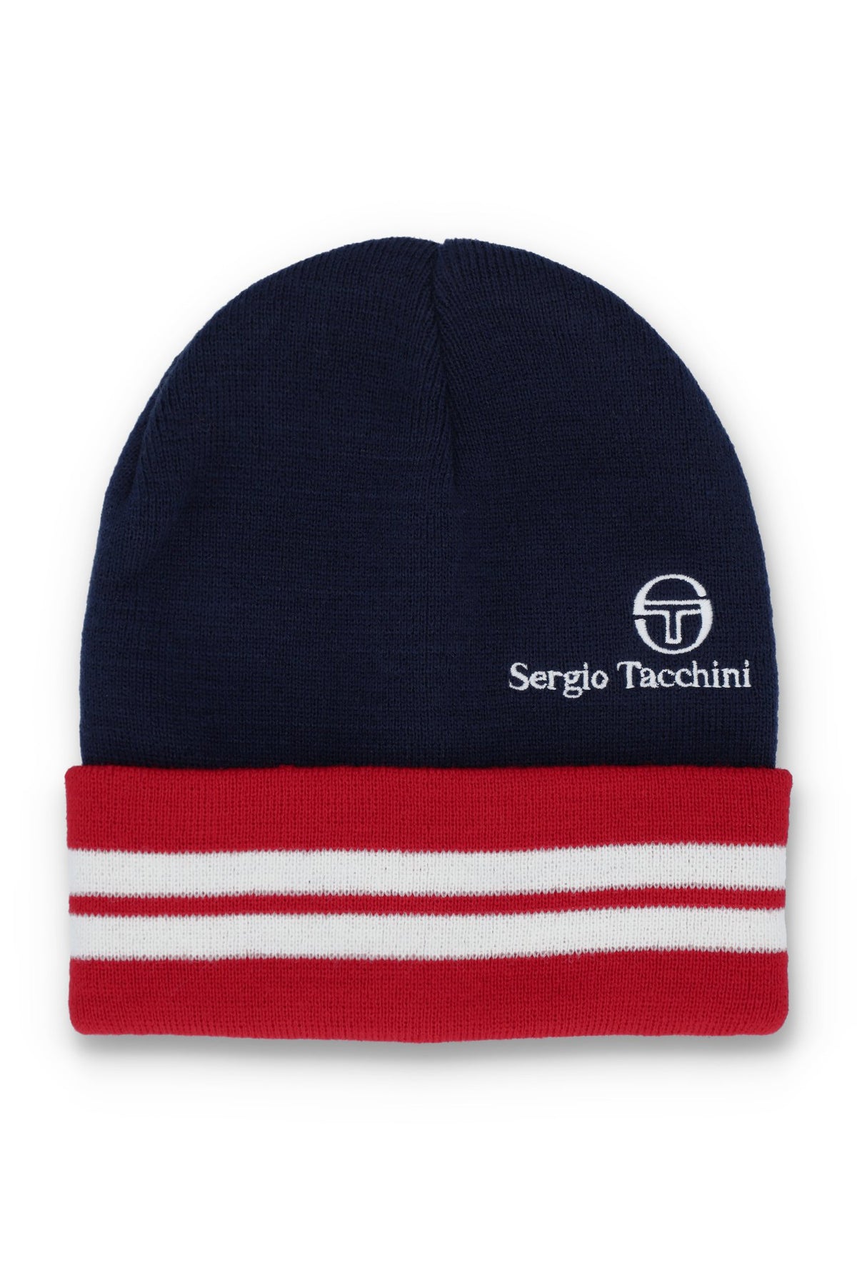 Sergio Tacchini Surgis Jacquard Striped Beanie – Maritime Blue / Rush