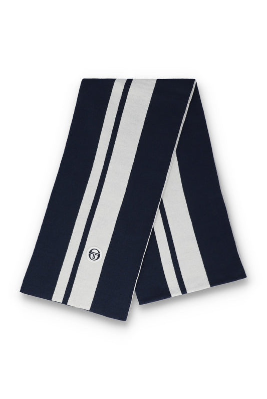 Sergio Tacchini Matchday Striped Scarf – Maritime Blue / Gardenia