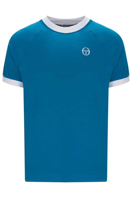 Sergio Tacchini Pino Ringer T-Shirt – Mykonos Blue / White