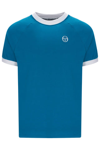 Sergio Tacchini Pino Ringer T-Shirt – Mykonos Blue / White