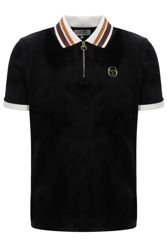 Sergio Tacchini Mahony Velour 1/4 Zip Polo – Black