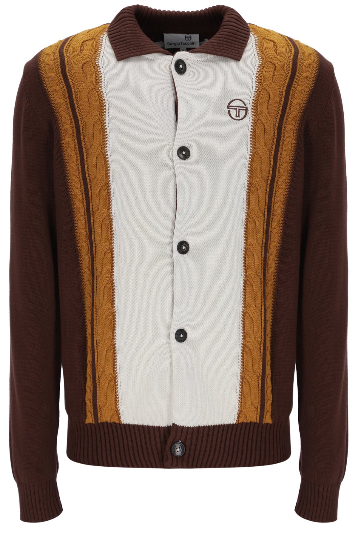 Sergio Tacchini Bruni Knit Cardigan – Chocolate / Pumpkin