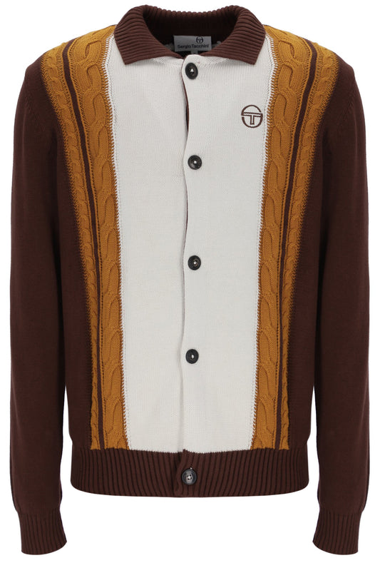 Sergio Tacchini Bruni Knit Cardigan – Chocolate / Pumpkin