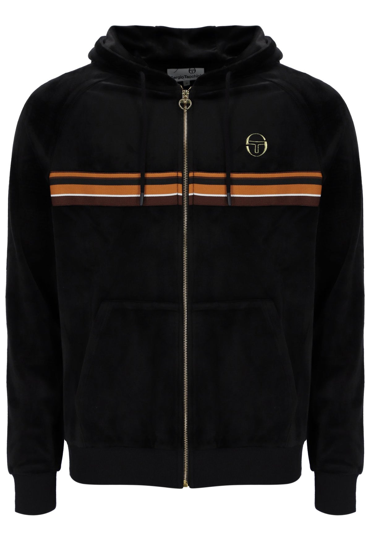 Sergio Tacchini Albi Velour Zip Hoodie – Black / Gold