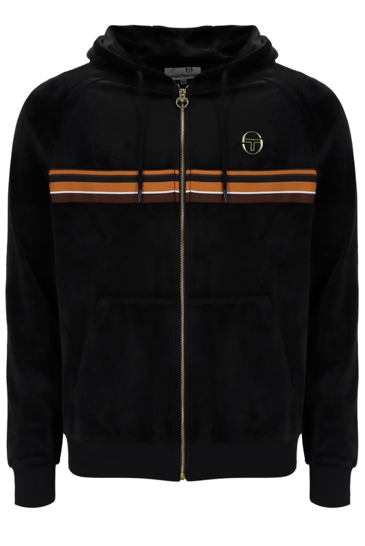 Sergio Tacchini Albi Velour Zip Hoodie – Black / Gold