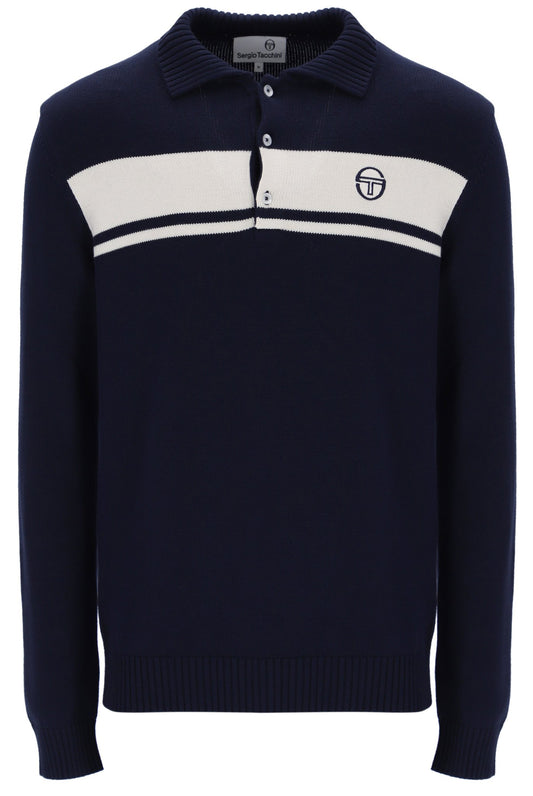 Sergio Tacchini Damarindo Long Sleeve Knit Polo – Maritime Blue