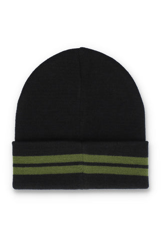 Sergio Tacchini Surgis Jacquard Striped Beanie – Black / Avocado