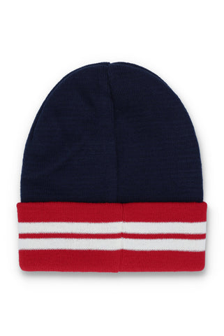Sergio Tacchini Surgis Jacquard Striped Beanie – Maritime Blue / Rush