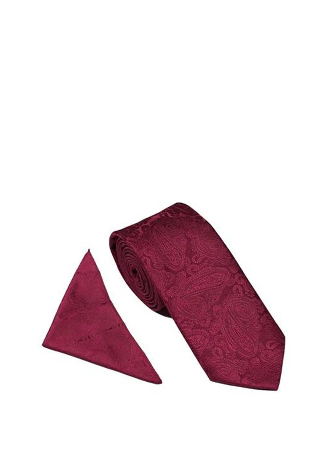 William Turner Paisley Burgundy Tie, Pocket Square