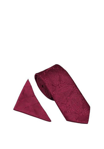 William Turner Paisley Burgundy Tie, Pocket Square