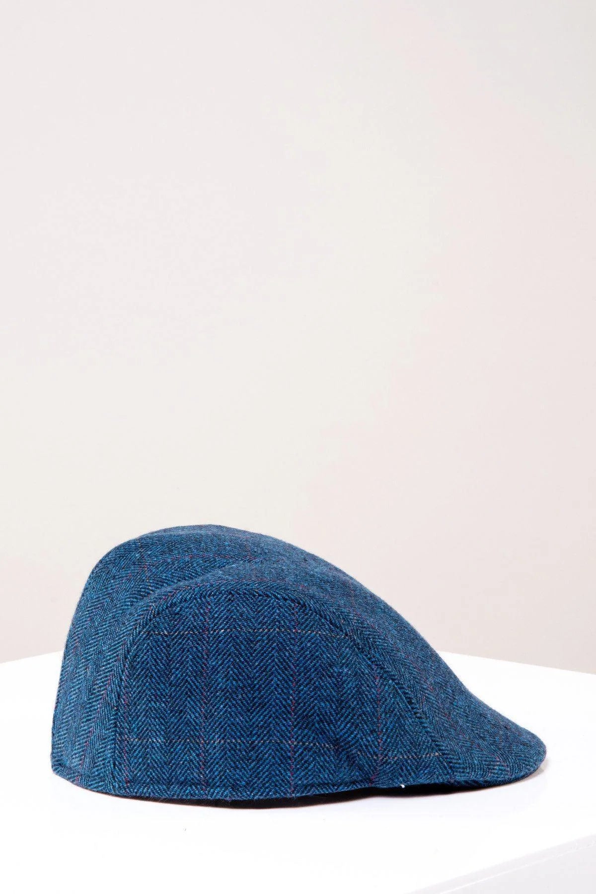 Marc Darcy Dion Flat Cap - Blue Tweed Check