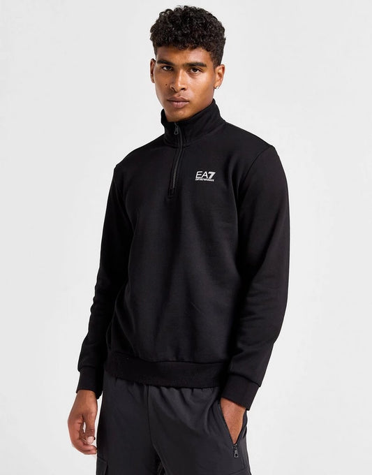 EA7 Core Identity Quarter Zip Sweatshirt – Black