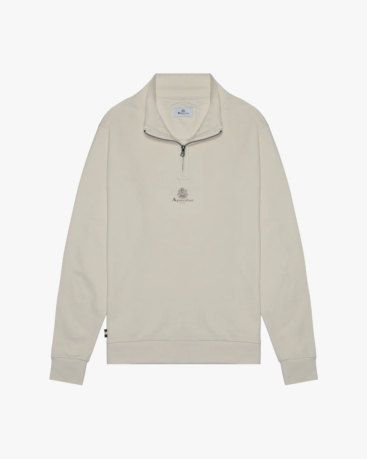 Aquascutum Small Logo Quarter Zip Old White