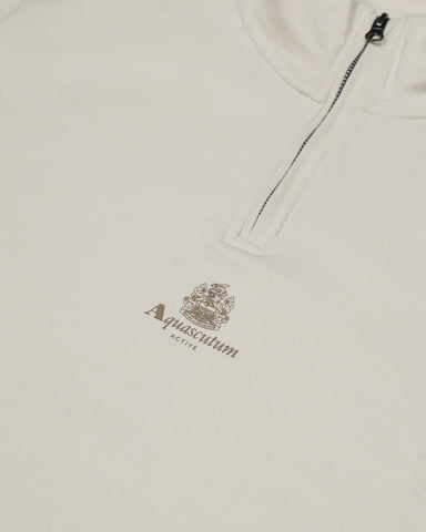 Aquascutum Small Logo Quarter Zip Old White