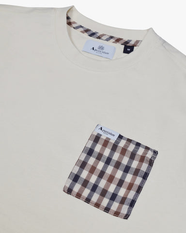 Aquascutum Club Check Pocket T-Shirt Off White