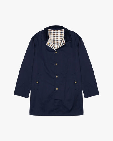 Aquascutum Archival Reversible Mid Trench Coat – Navy / Club Check