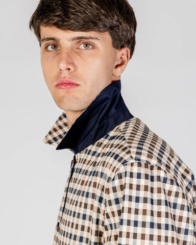 Aquascutum Archival Reversible Mid Trench Coat – Navy / Club Check