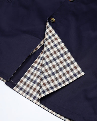 Aquascutum Archival Reversible Mid Trench Coat – Navy / Club Check