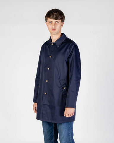 Aquascutum Archival Reversible Mid Trench Coat – Navy / Club Check