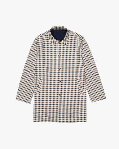 Aquascutum Archival Reversible Mid Trench Coat – Navy / Club Check