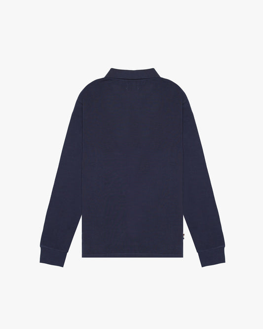 Aquascutum Iconic Front Long Sleeve Polo – Club Check / Navy