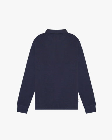 Aquascutum Iconic Front Long Sleeve Polo – Club Check / Navy