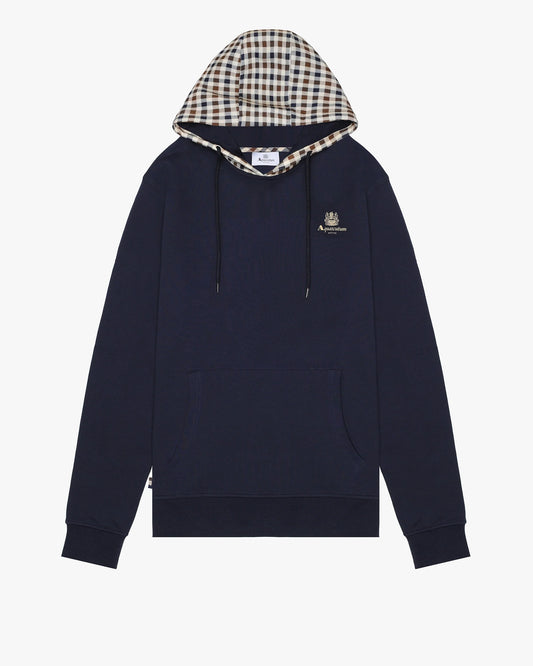 Aquascutum Active Hoodie – Navy (Club Check Hood)
