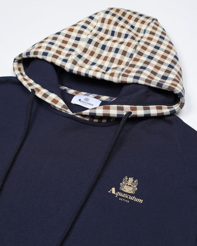 Aquascutum Active Hoodie – Navy (Club Check Hood)