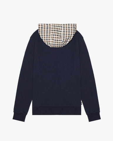 Aquascutum Active Hoodie – Navy (Club Check Hood)