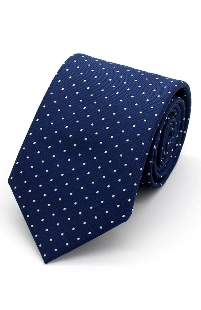 LA Smith Spot Poly Navy Tie