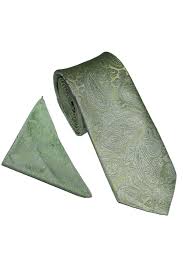 William Turner Paisley Sage Tie, Pocket Square