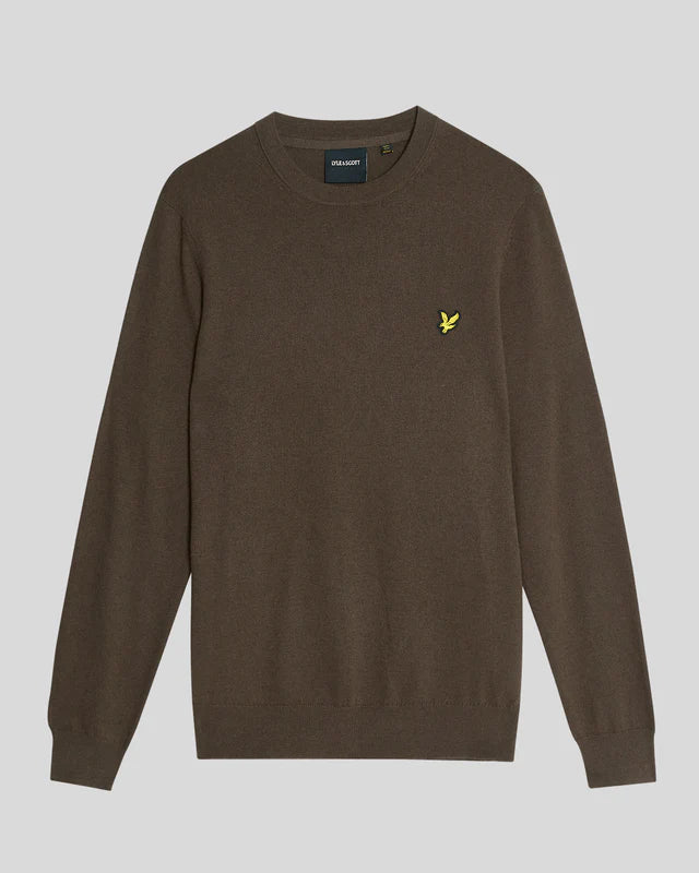 Lyle & Scott Cotton Merino Crew Neck Jumper – Espresso