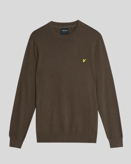 Lyle & Scott Cotton Merino Crew Neck Jumper – Espresso