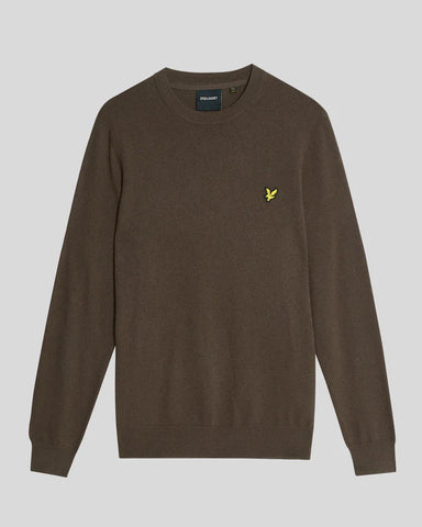 Lyle & Scott Cotton Merino Crew Neck Jumper – Espresso